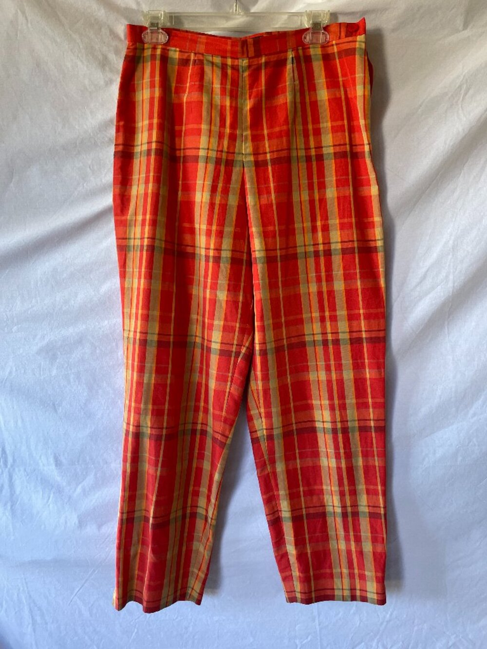 Orange Plaid Silk Pants